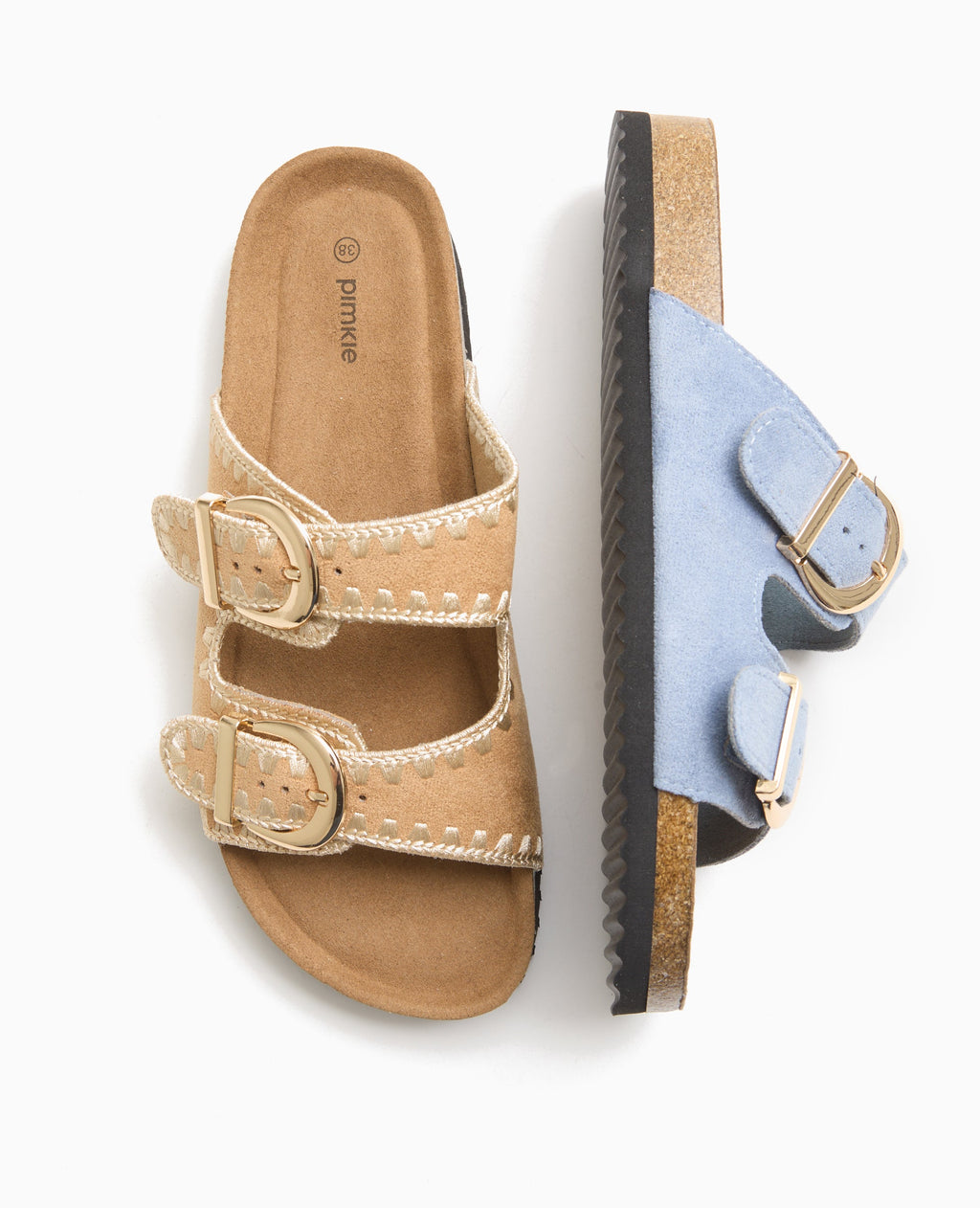 Mules à brides avec détails coutures