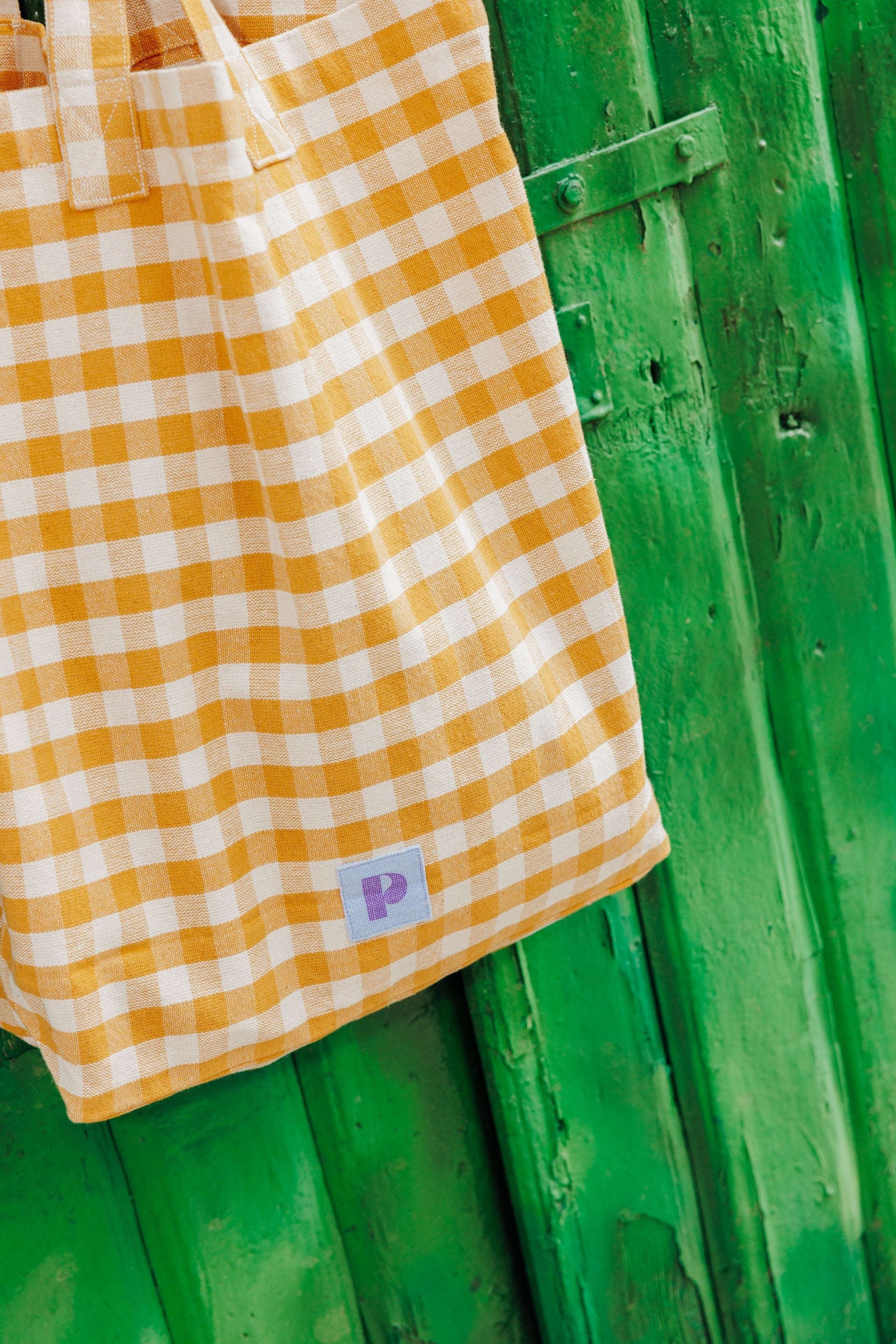 Grand totebag en tissu épais motif vichy