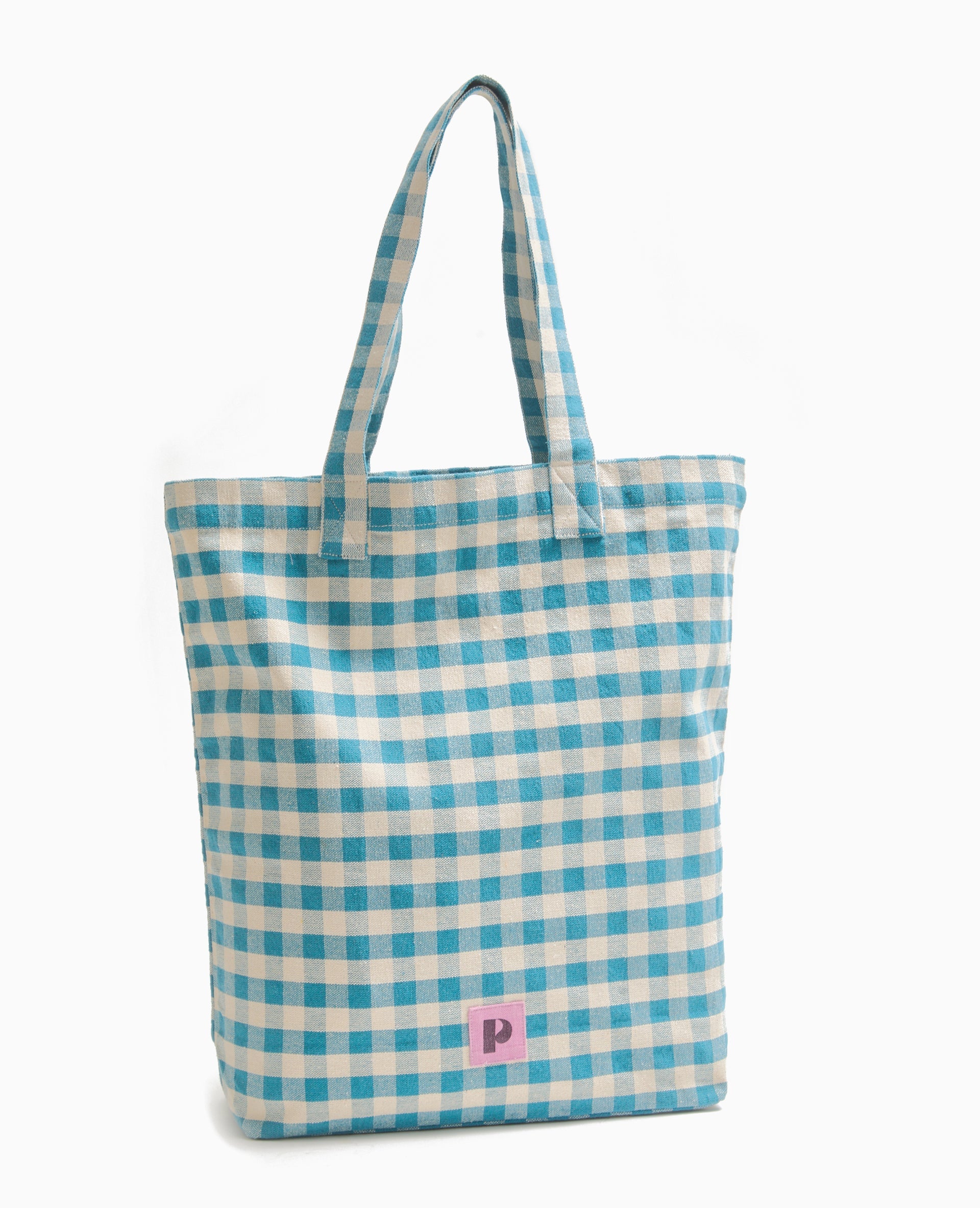 Grand totebag en tissu épais motif vichy