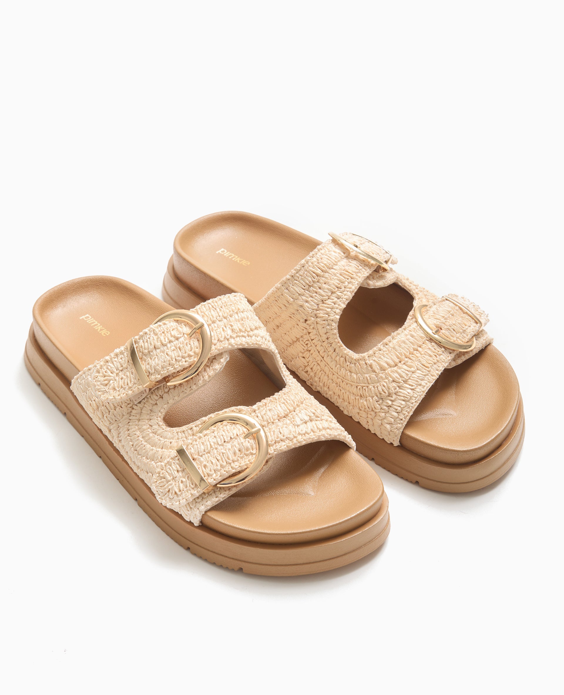 Mules plates en raphia 2 brides