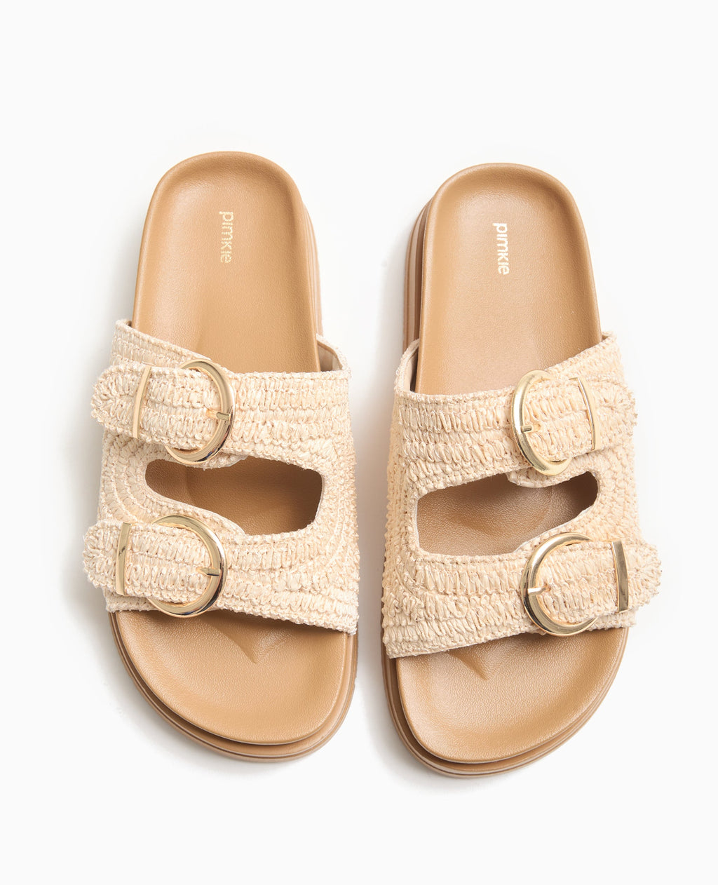 Mules plates en raphia 2 brides