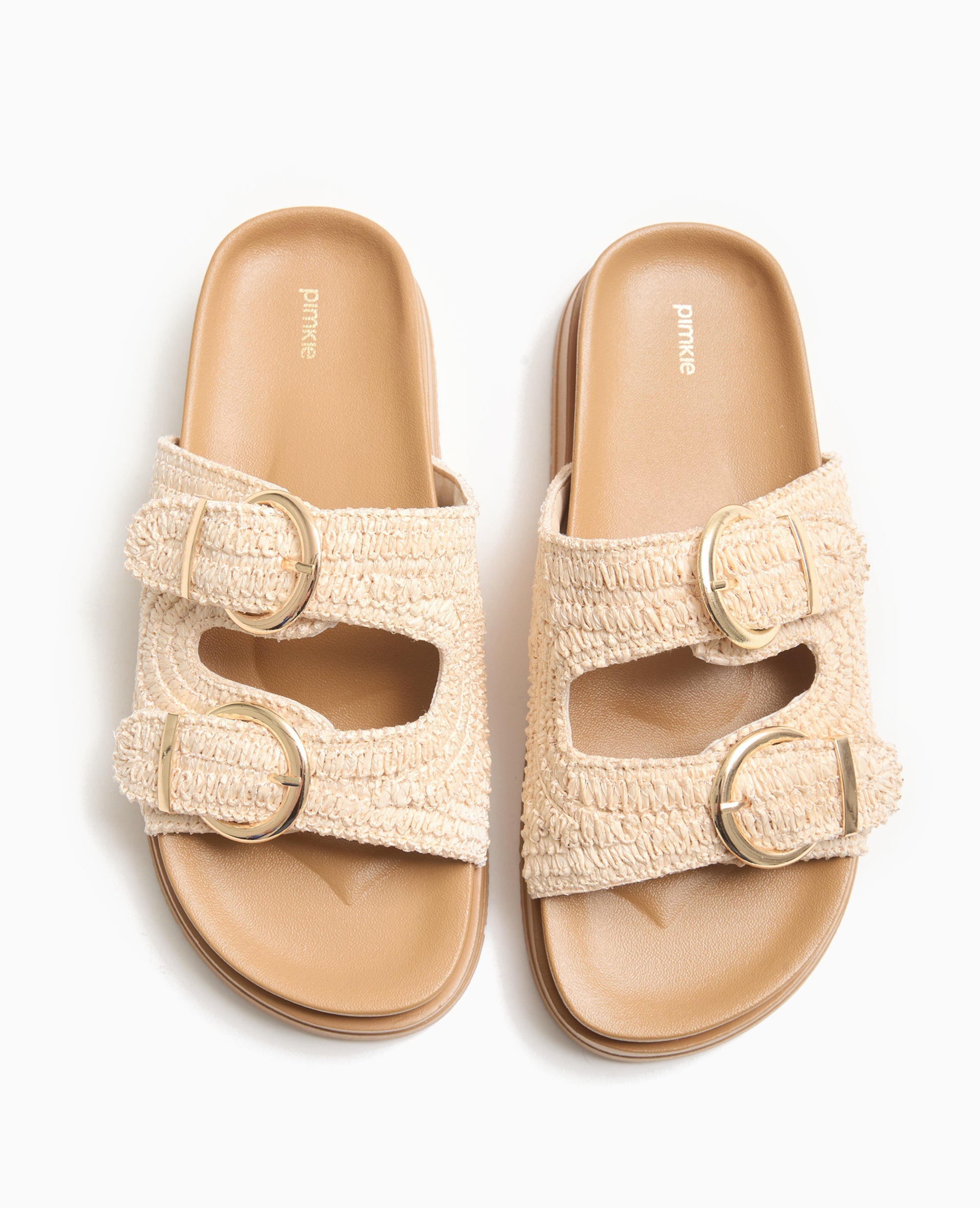 Mules plates en raphia 2 brides