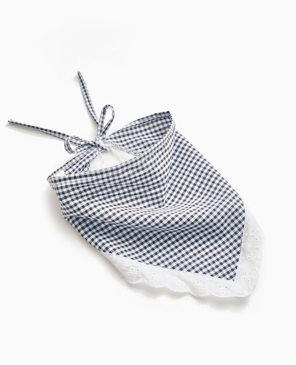 Foulard triangle motif vichy avec dentelle