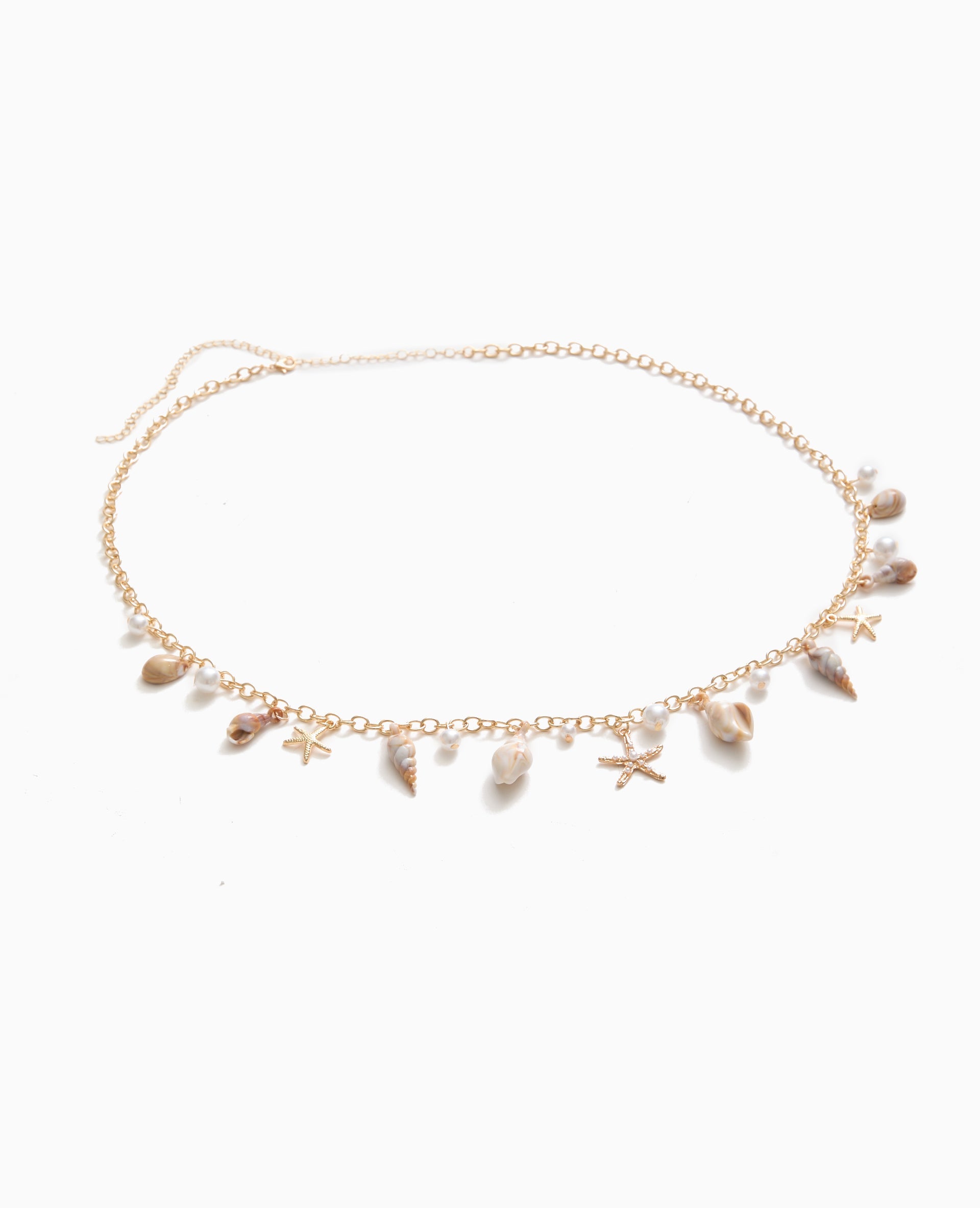 Ceinture chaîne avec perles et coquillages