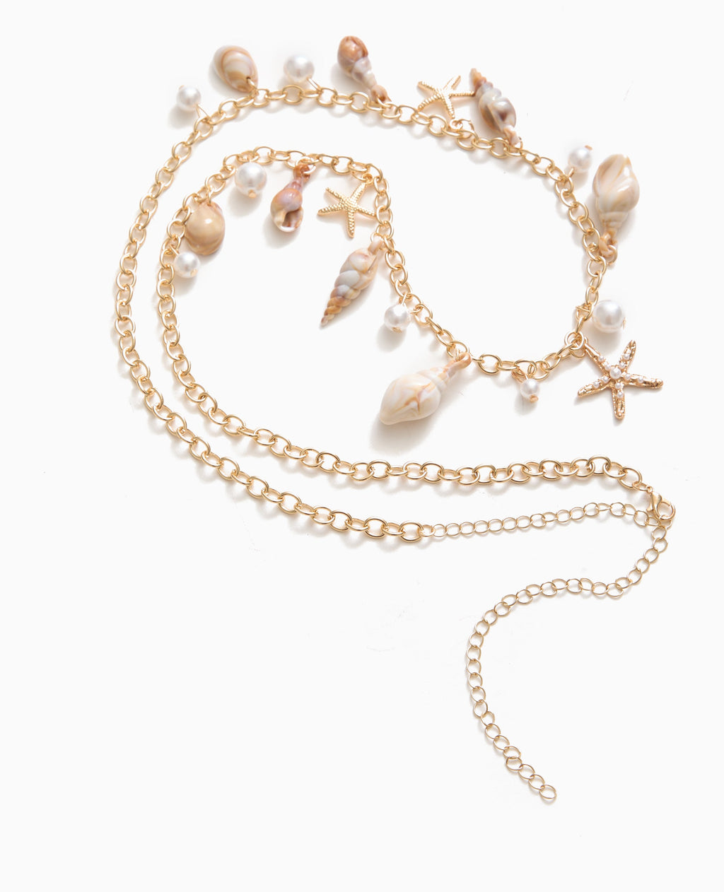 Ceinture chaîne avec perles et coquillages