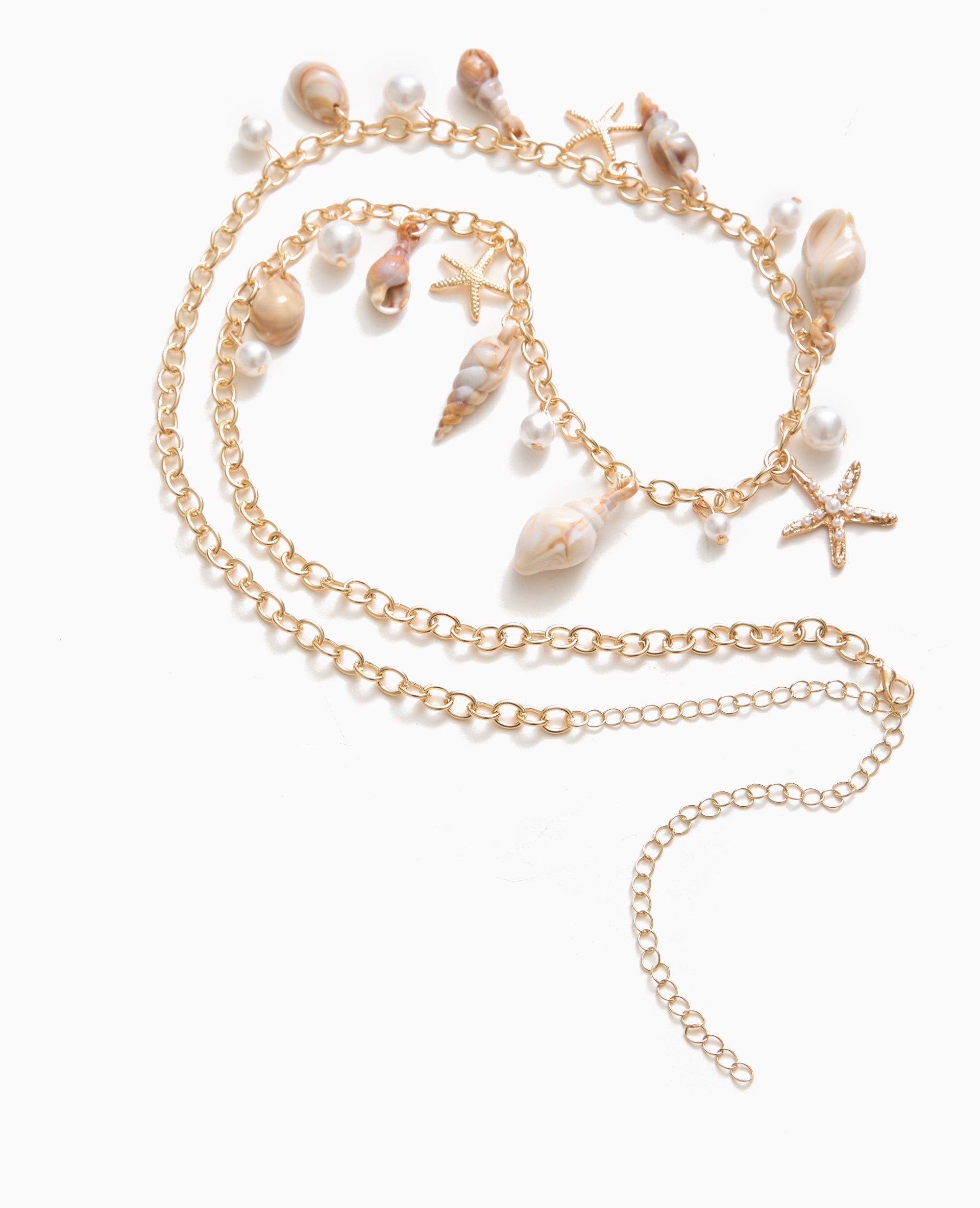 Ceinture chaîne avec perles et coquillages