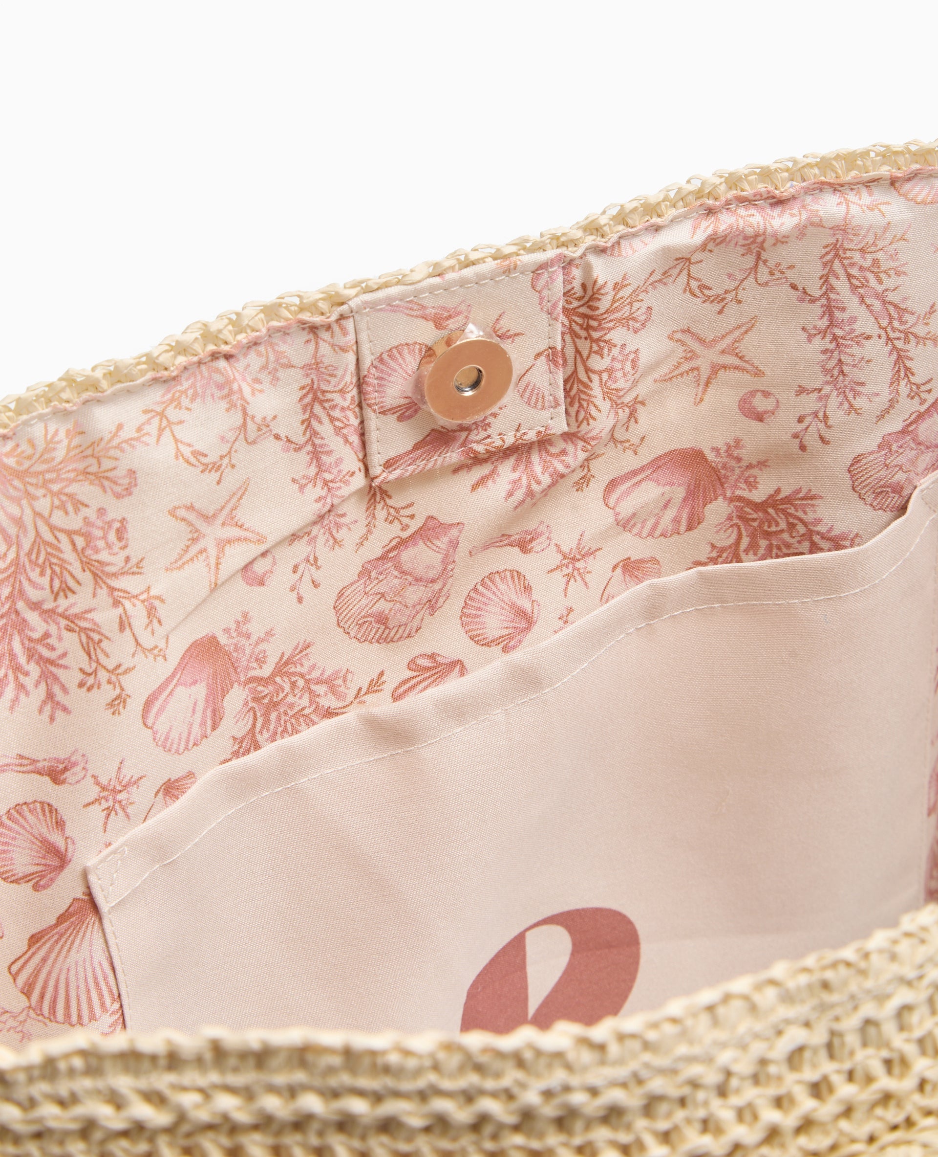 Grand sac cabas en raphia avec boucle coquillage