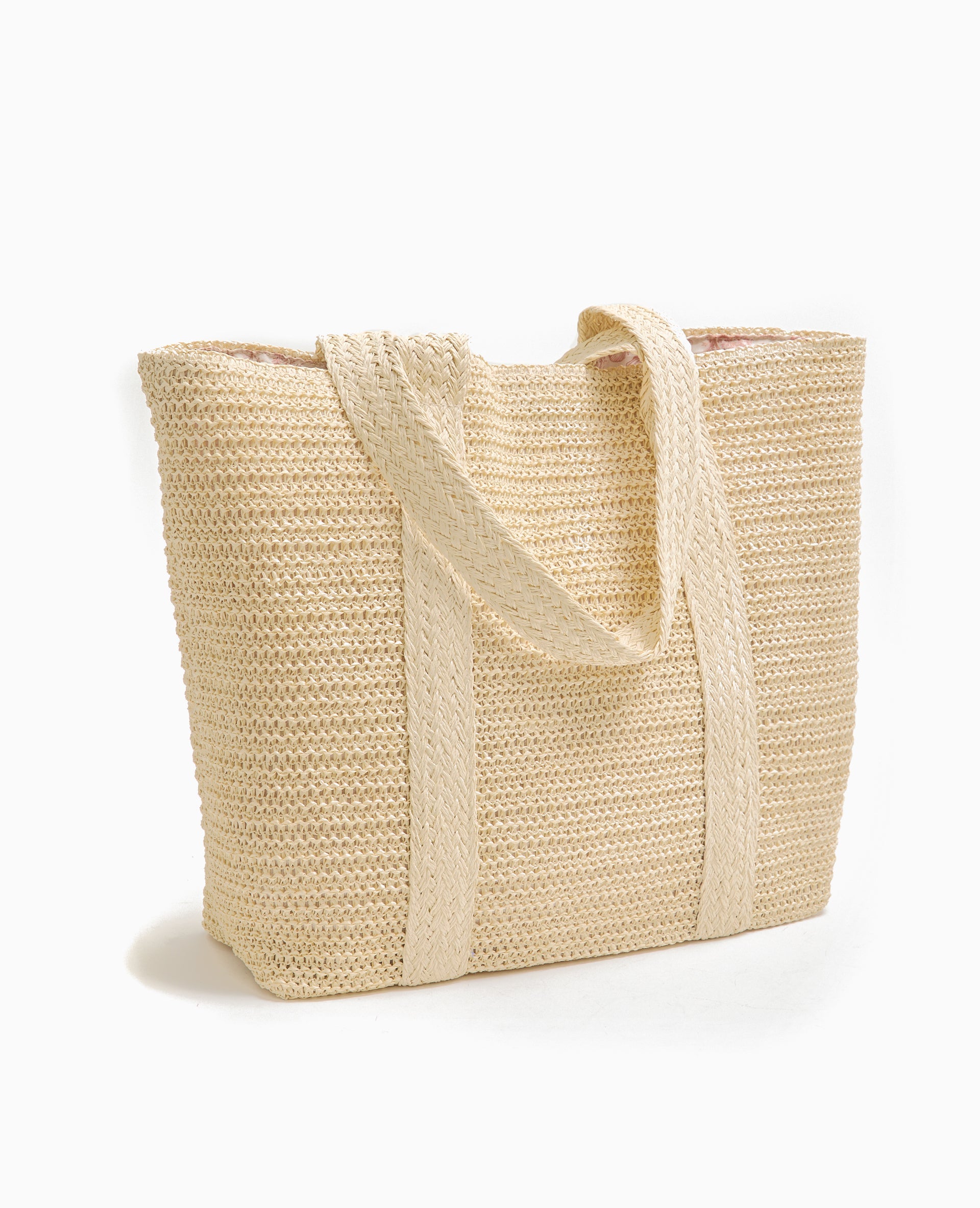 Grand sac cabas en raphia avec boucle coquillage
