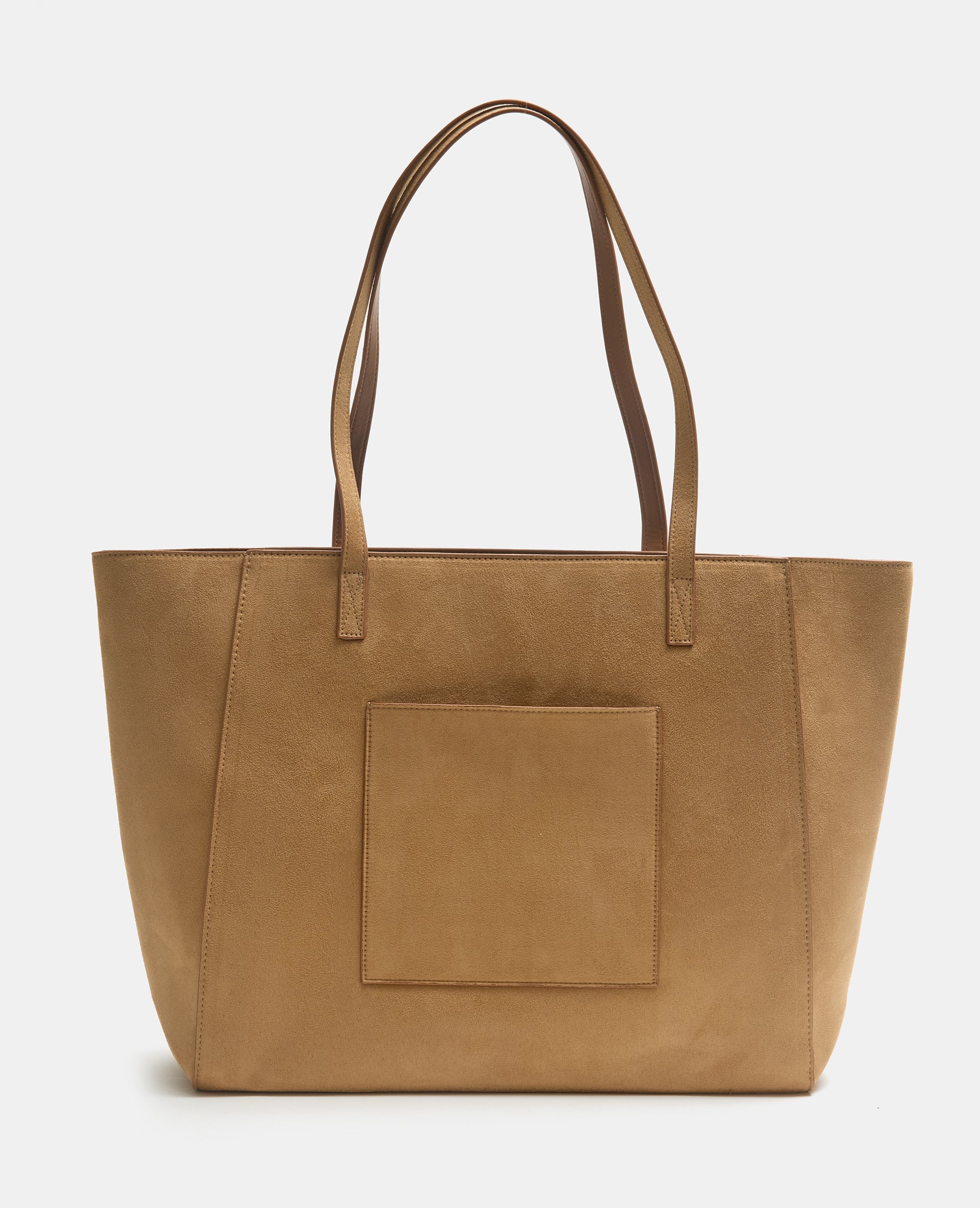 Grand sac en suédine avec poche et poignées