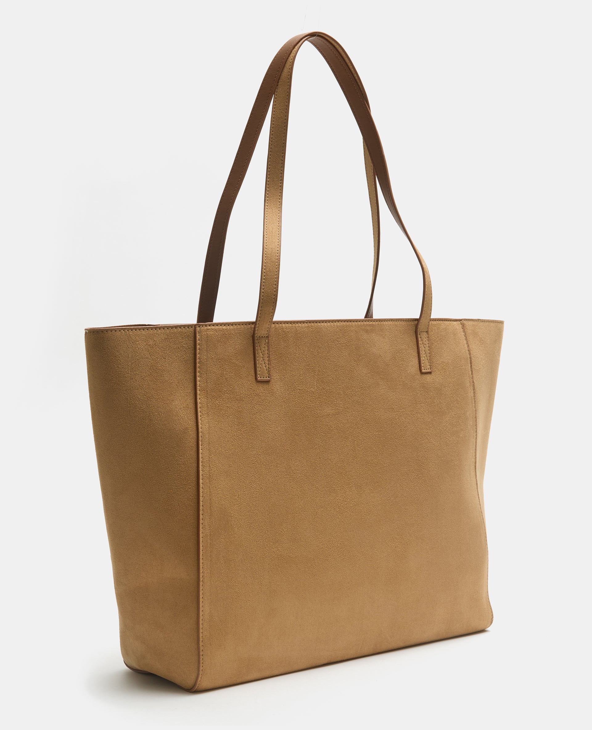 Grand sac en suédine avec poche et poignées