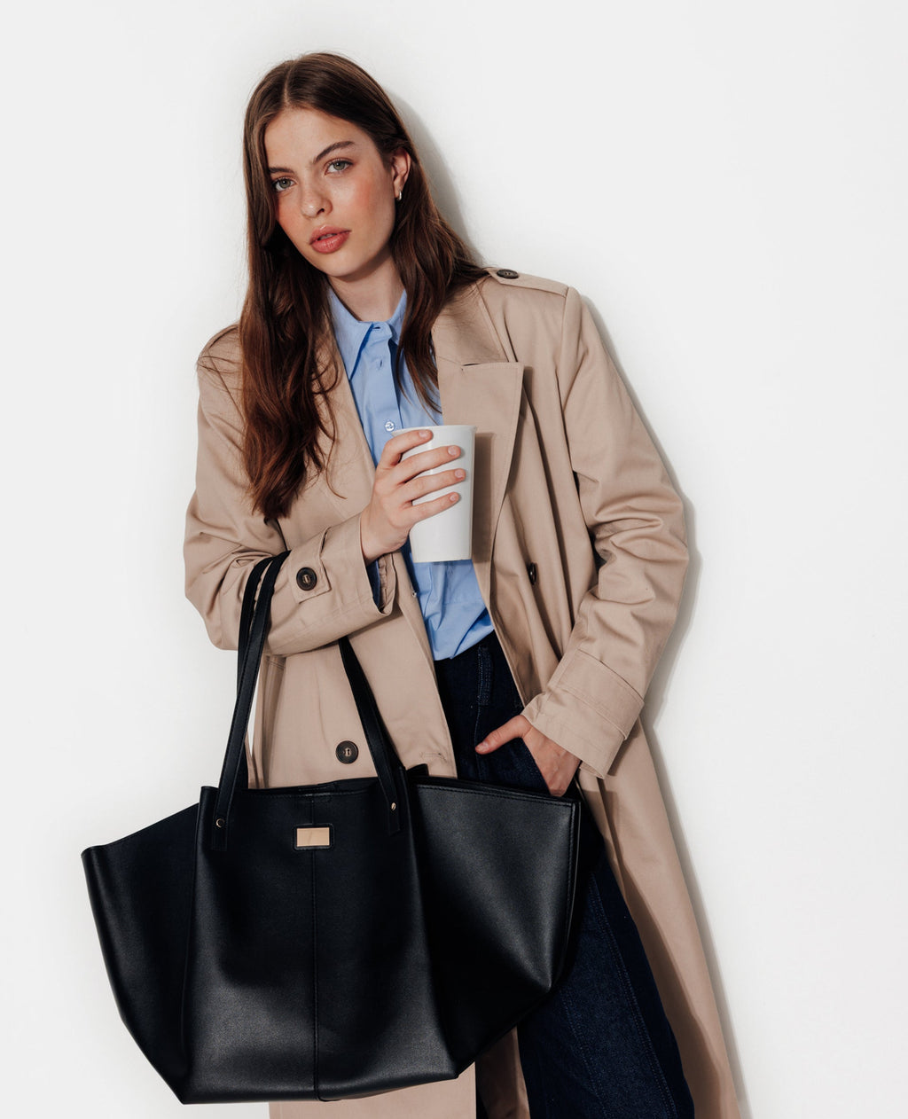 Grand sac en simili avec poignées