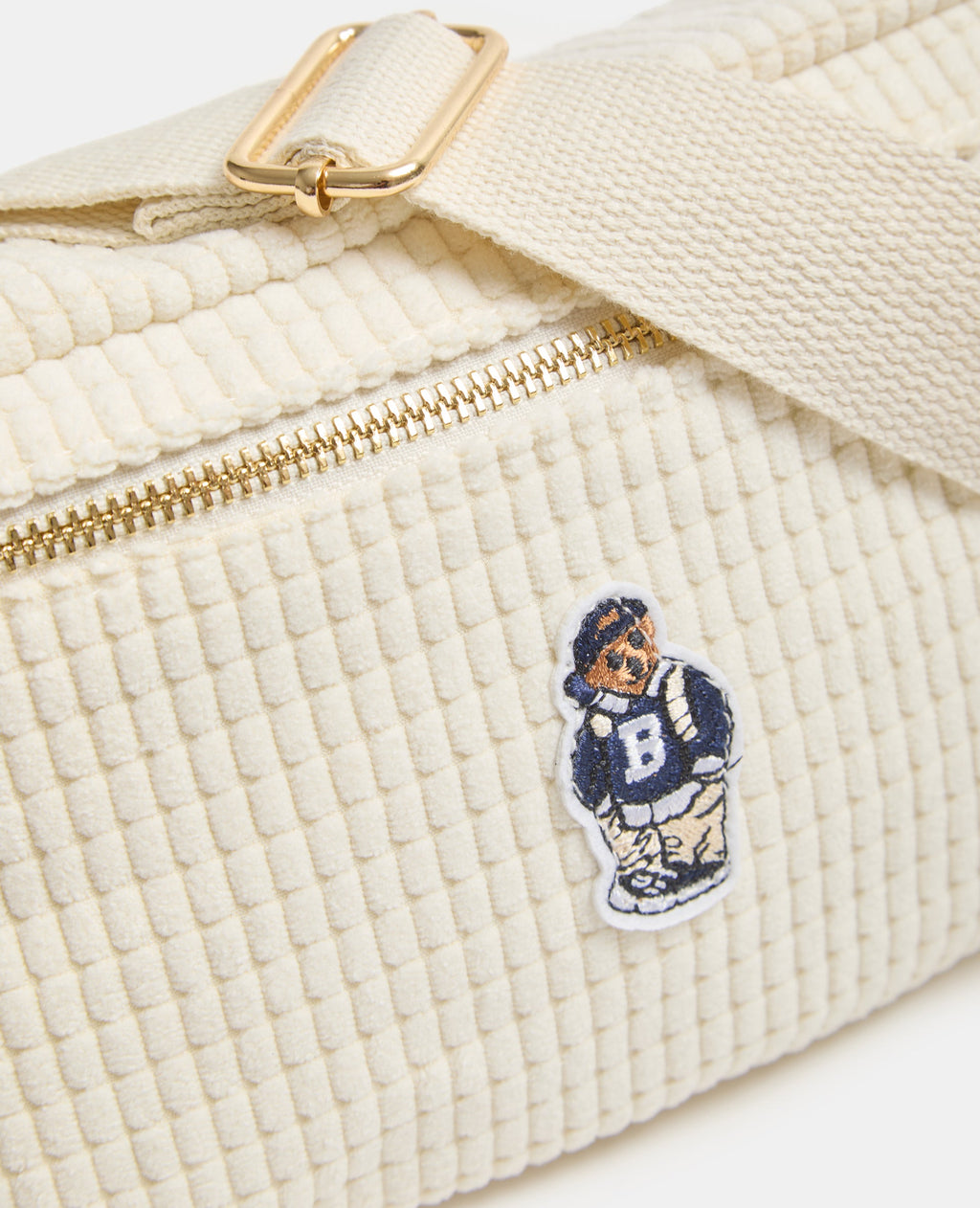 Sac banane en velours avec ourson brodé