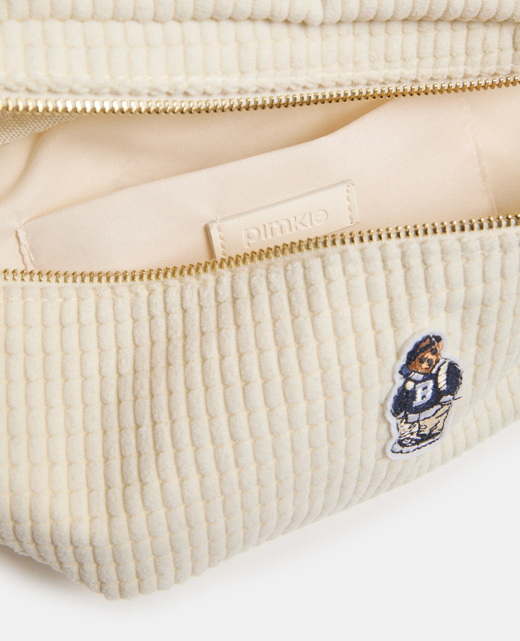 Sac banane en velours avec ourson brodé