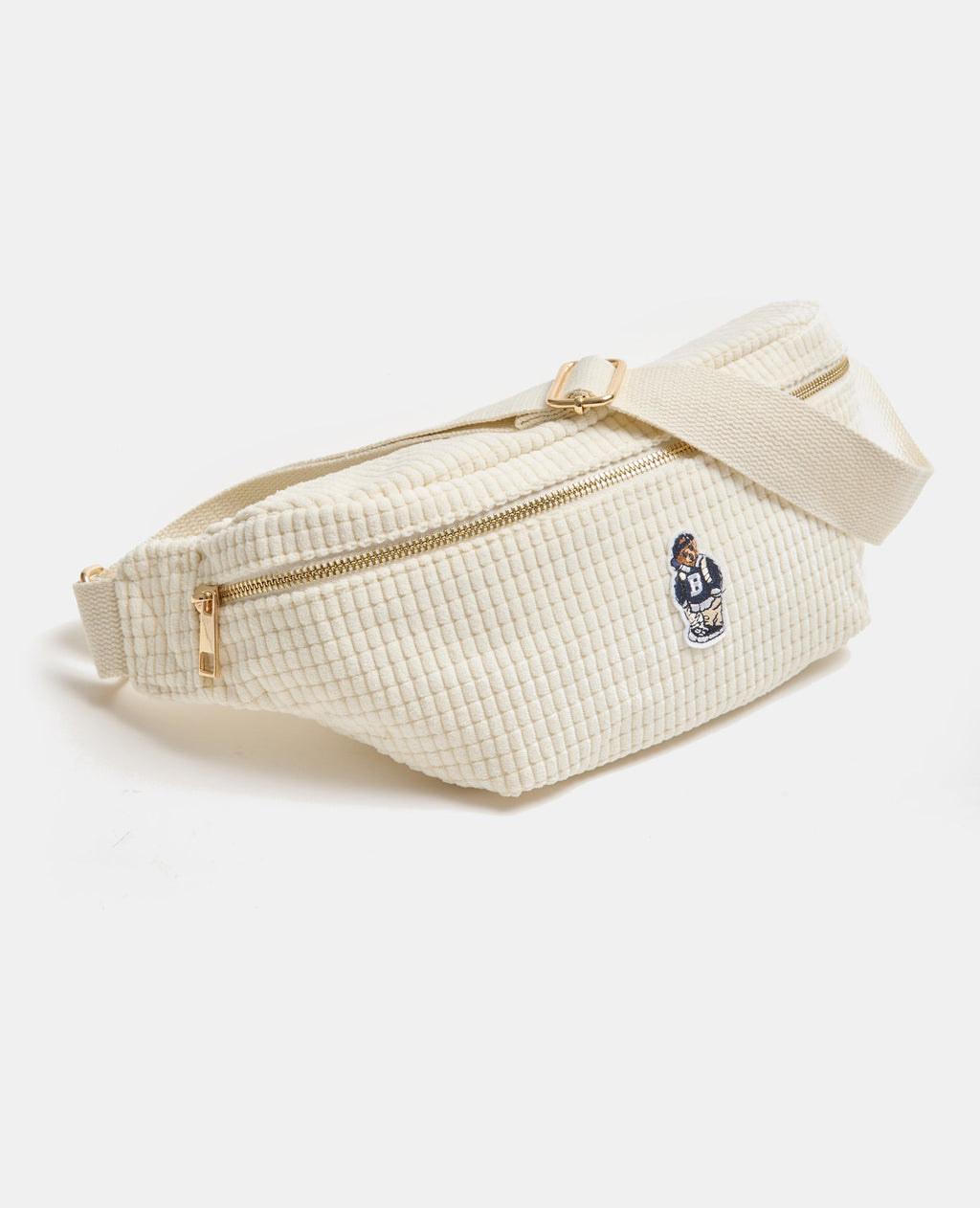 Sac banane en velours avec ourson brodé