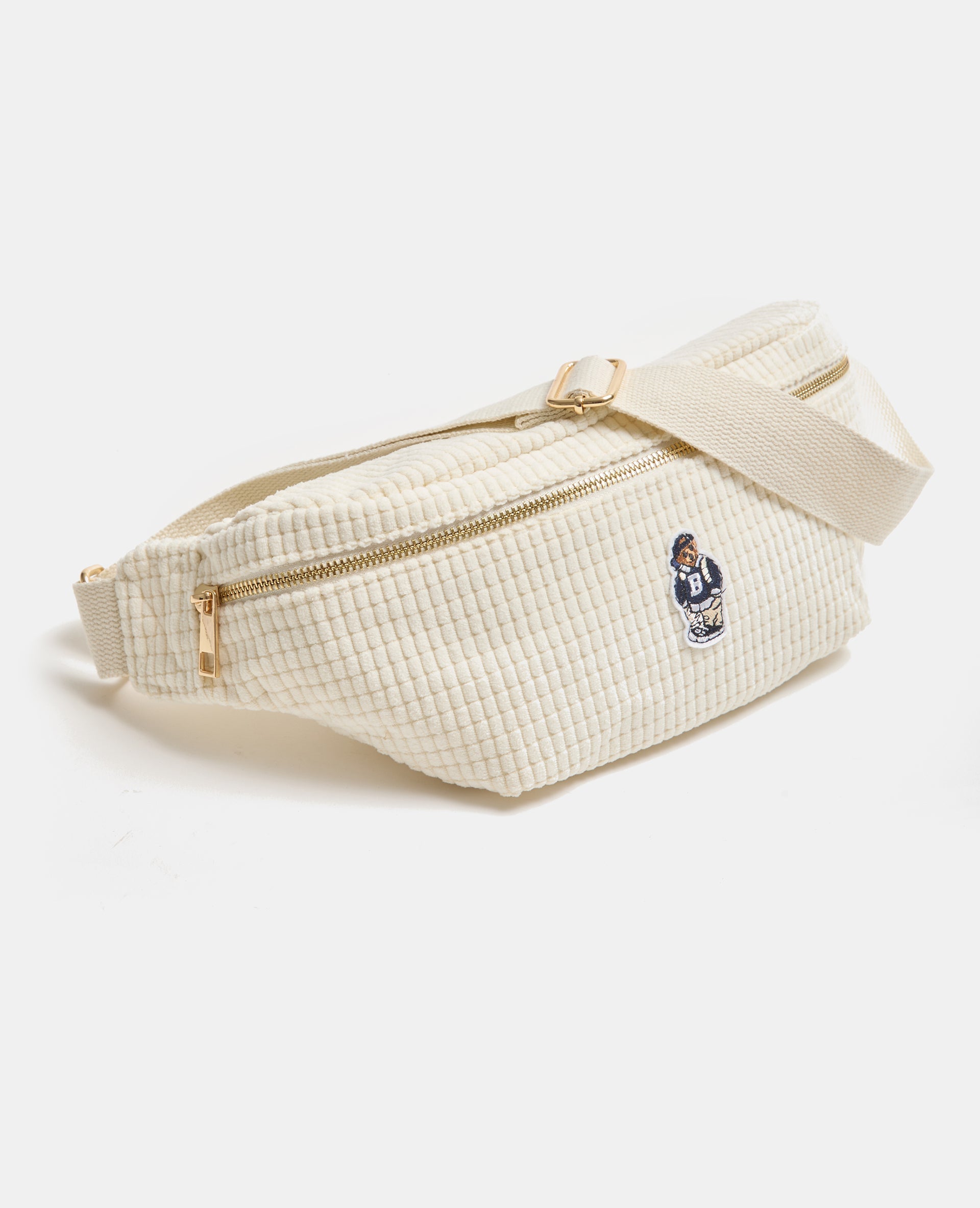 Sac banane en velours avec ourson brodé
