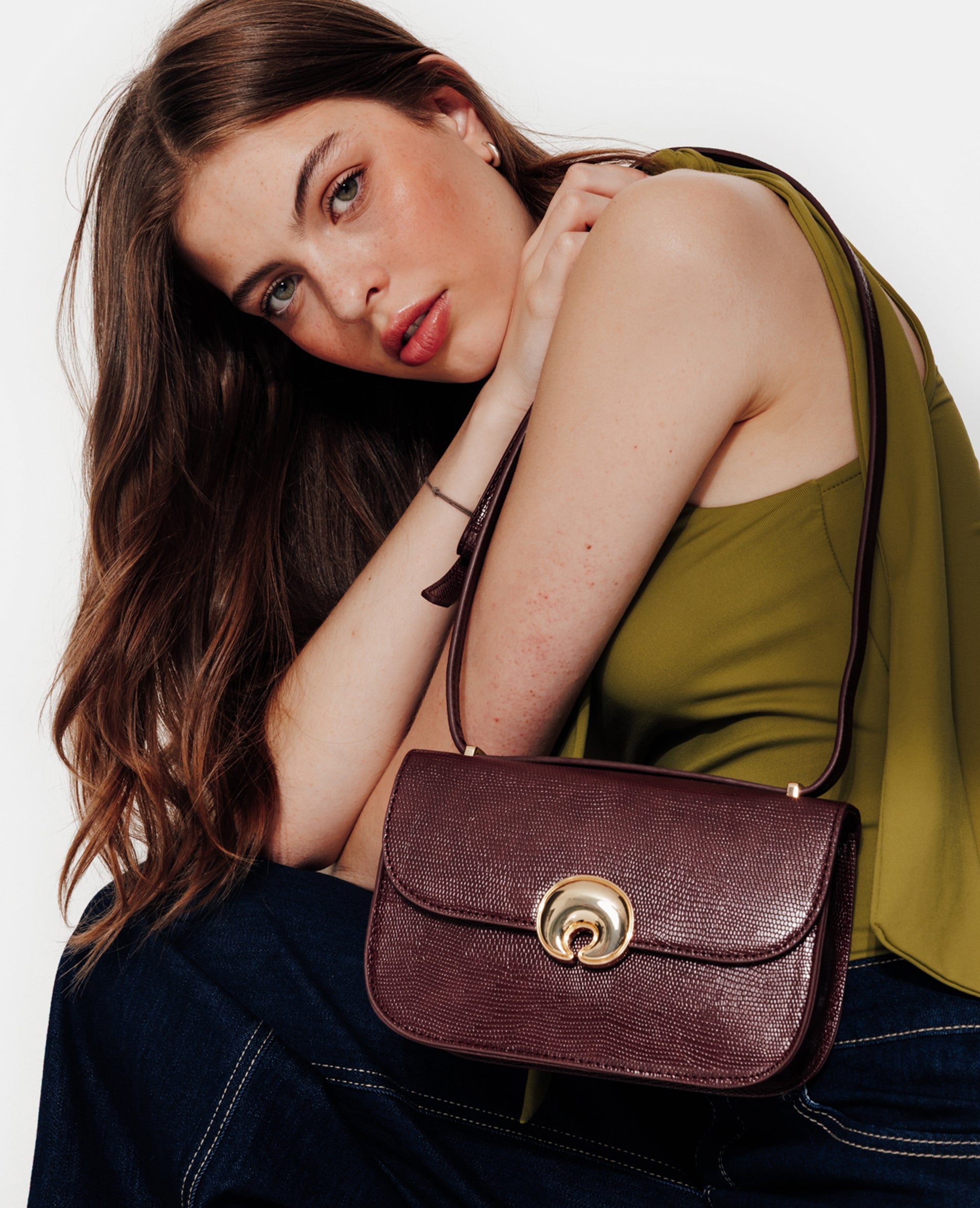 Petit sac boxy effet serpent avec boucle fantaisie