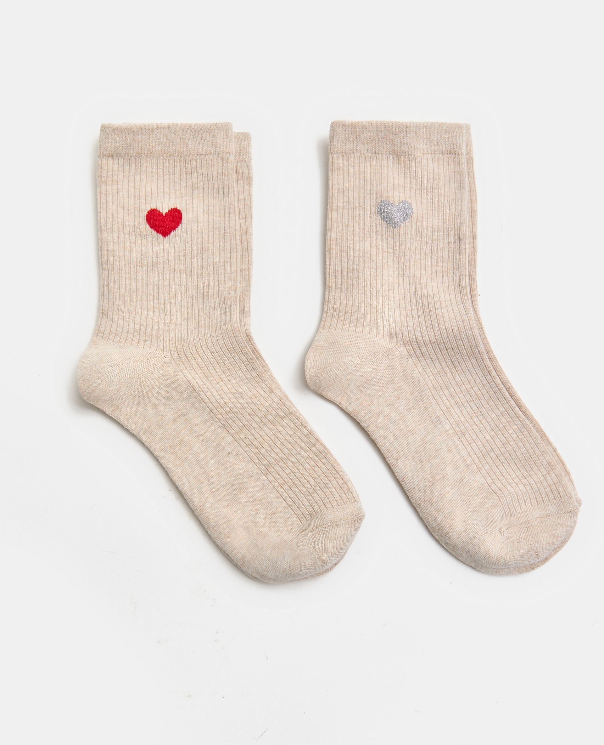 Lot de 2 paires de chaussettes avec cœurs