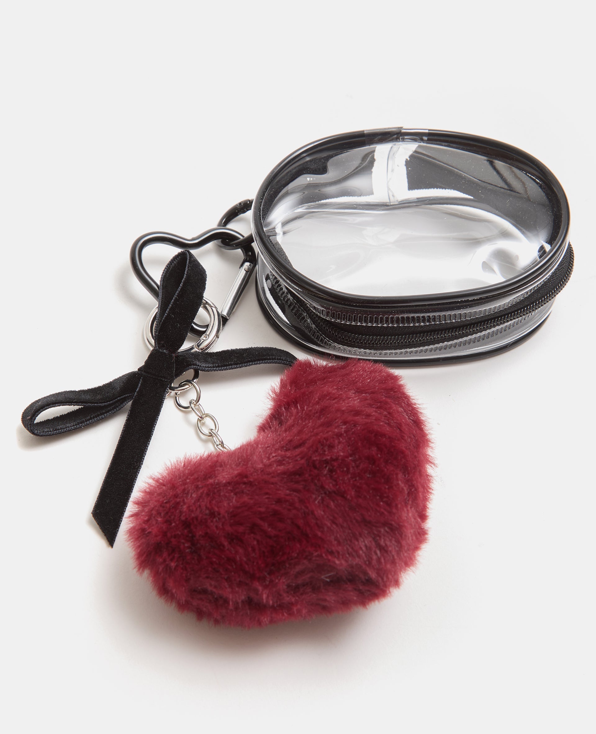 Déco de sac cœur peluche + étui transparent