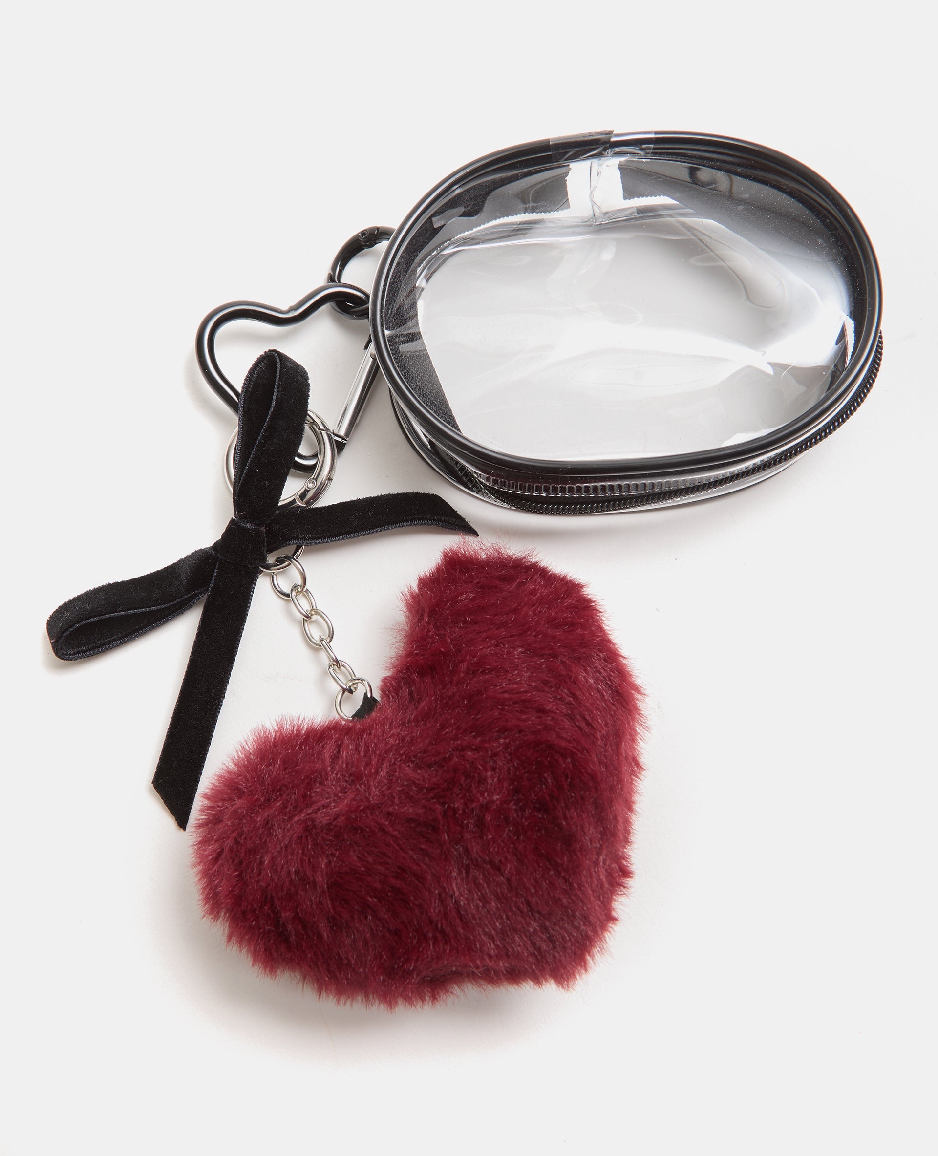 Déco de sac cœur peluche + étui transparent