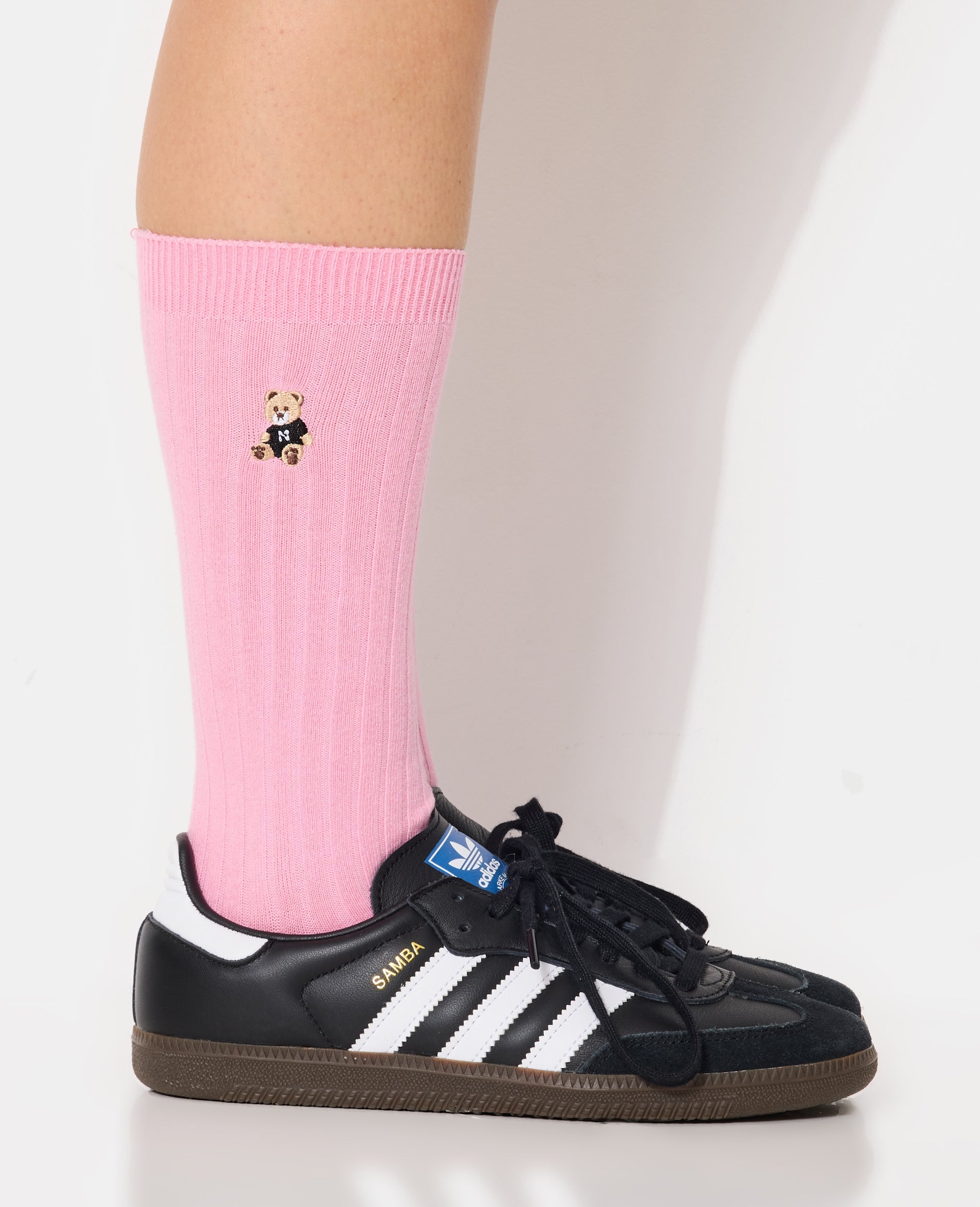 Chaussettes hautes avec oursons brodés