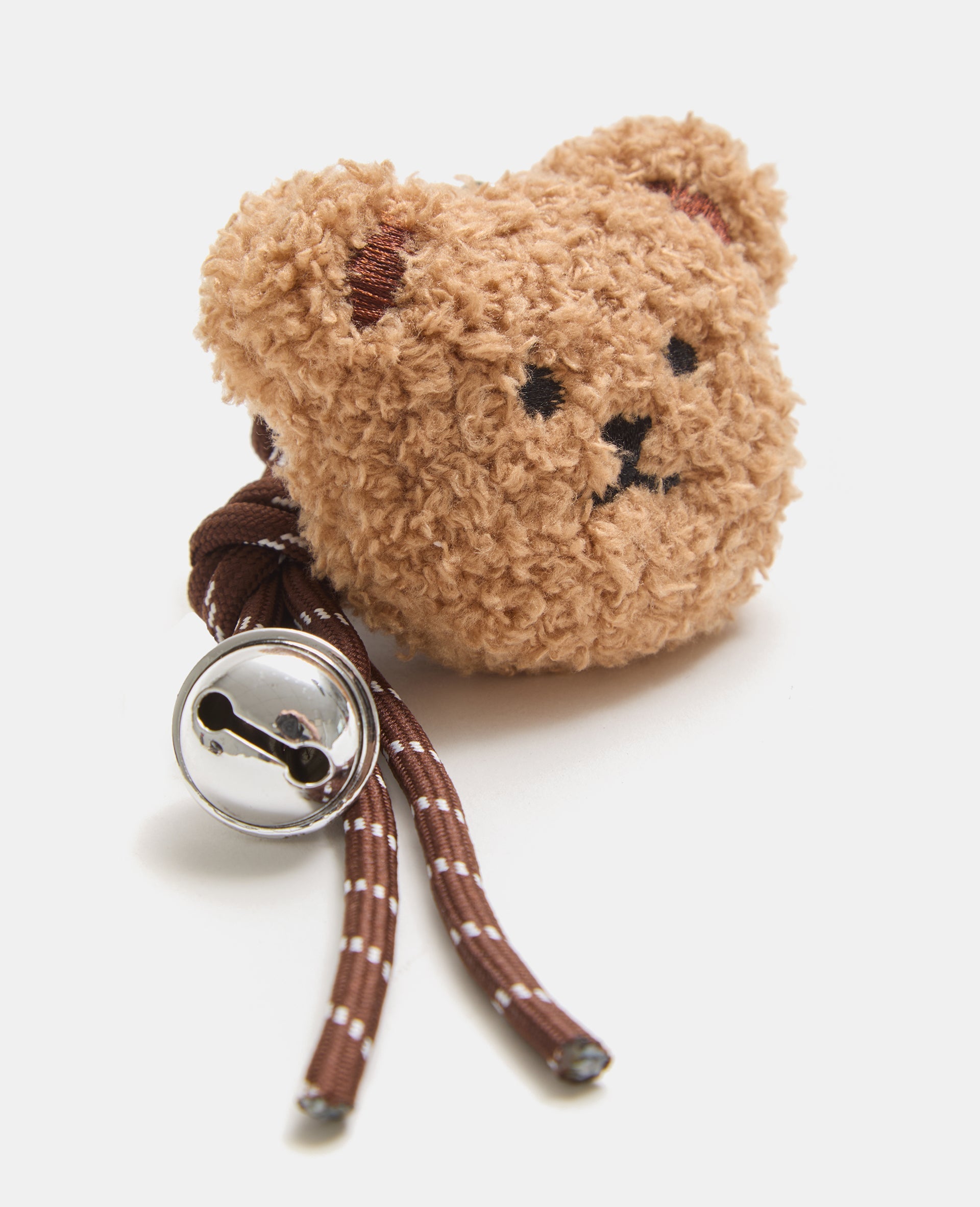 Déco de sac tête de nounours avec corde et clochette